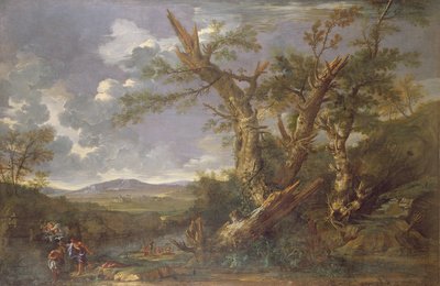 Landschaft mit der Taufe im Jordan von Salvator Rosa